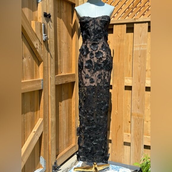 🆕 BRONX & BANCO 🧿 NWOT Jasmine Noir Floral Embroidered Maxi Dress, Sz XS US 2 - Picture 12 of 15